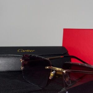Cartier Men’s Rimless Sunglasses in Blue and Gold
